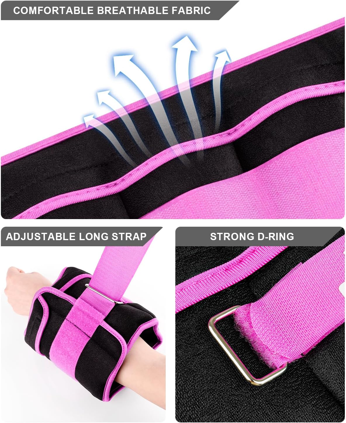Adjustable Ankle Weights 5 LBS Pair with Removable Weight for Jogging, Gymnastics, Aerobics, Physical Therapy